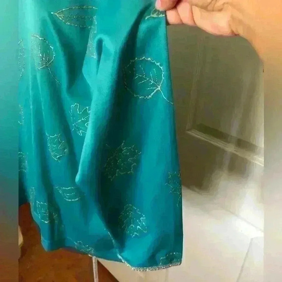 VTG Blair blue long sleeve gold embelished leaves women XL - Picture 5 of 5